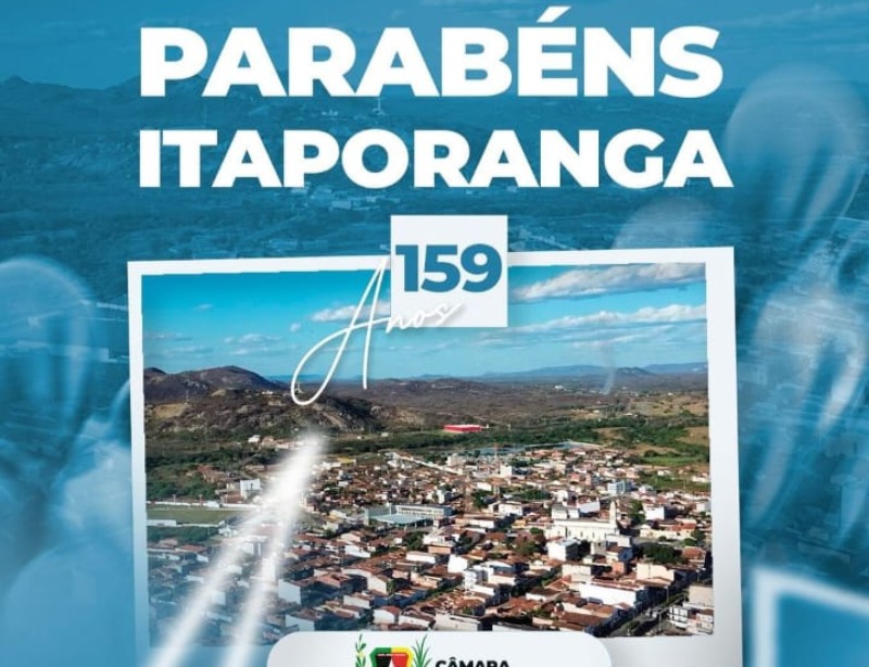 Mensagem da câmara municipal ao aniversário de 159 anos do município de Itaporanga